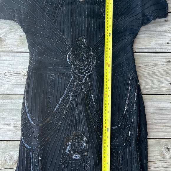 Vintage 100% Silk Beaded Art Deco Dress Freesha Women’s Small - Picture 15 of 16